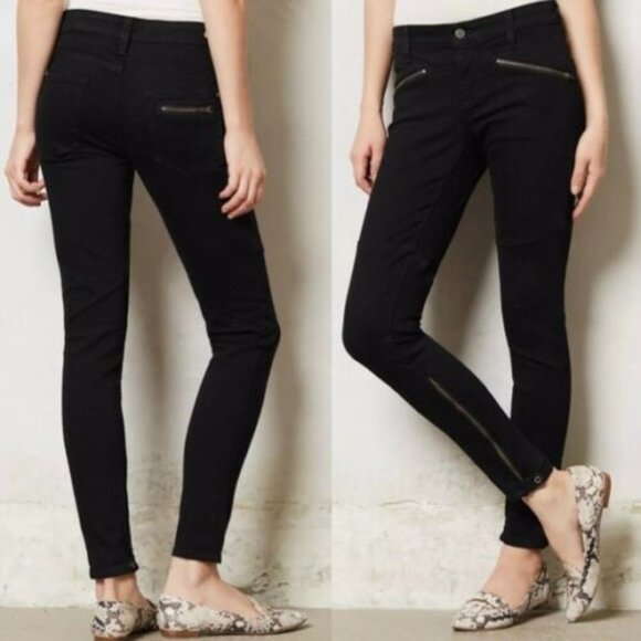 Pilcro and the Letterpress Denim - Anthropologie Pilcro And The Letterpress Serif Black Zip Ankle Moto Jeans H12058